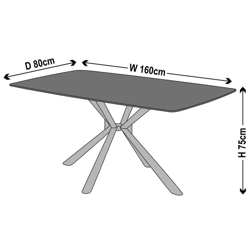 Suttons 160cm Grey Ceramic Dining Table