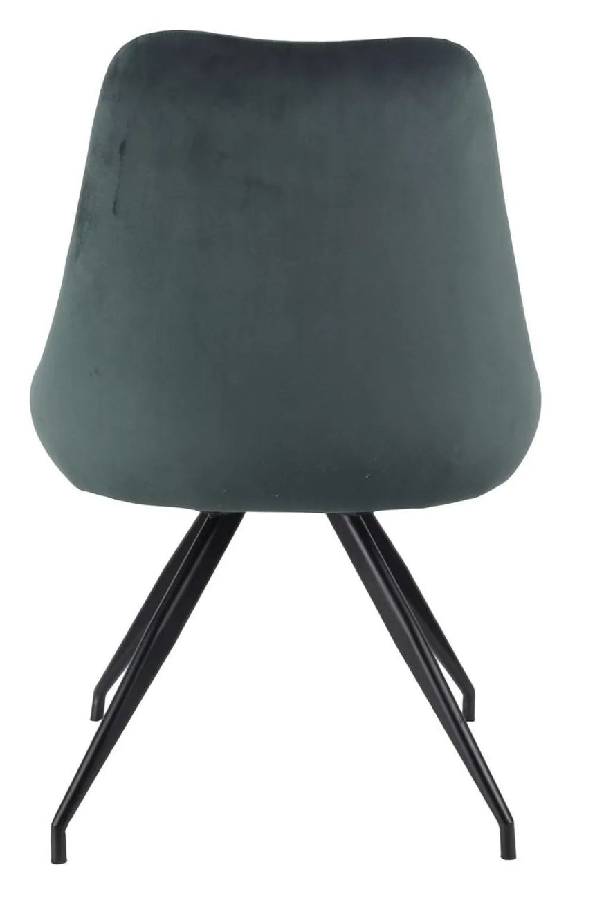 Set of 2 Comiso Velvet Fabric Swivel Dining Chair with Black Legs