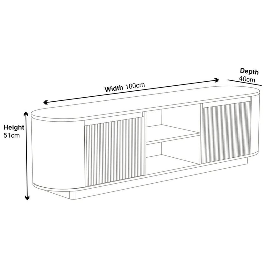 Pavia White Marble Effect Curved Fluted TV Unit