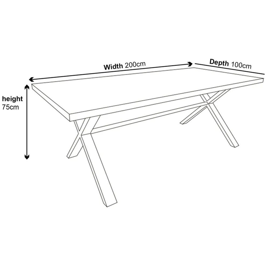 Bobbio Grey Concrete Effect 8 Seater Dining Table with Black Cross Legs