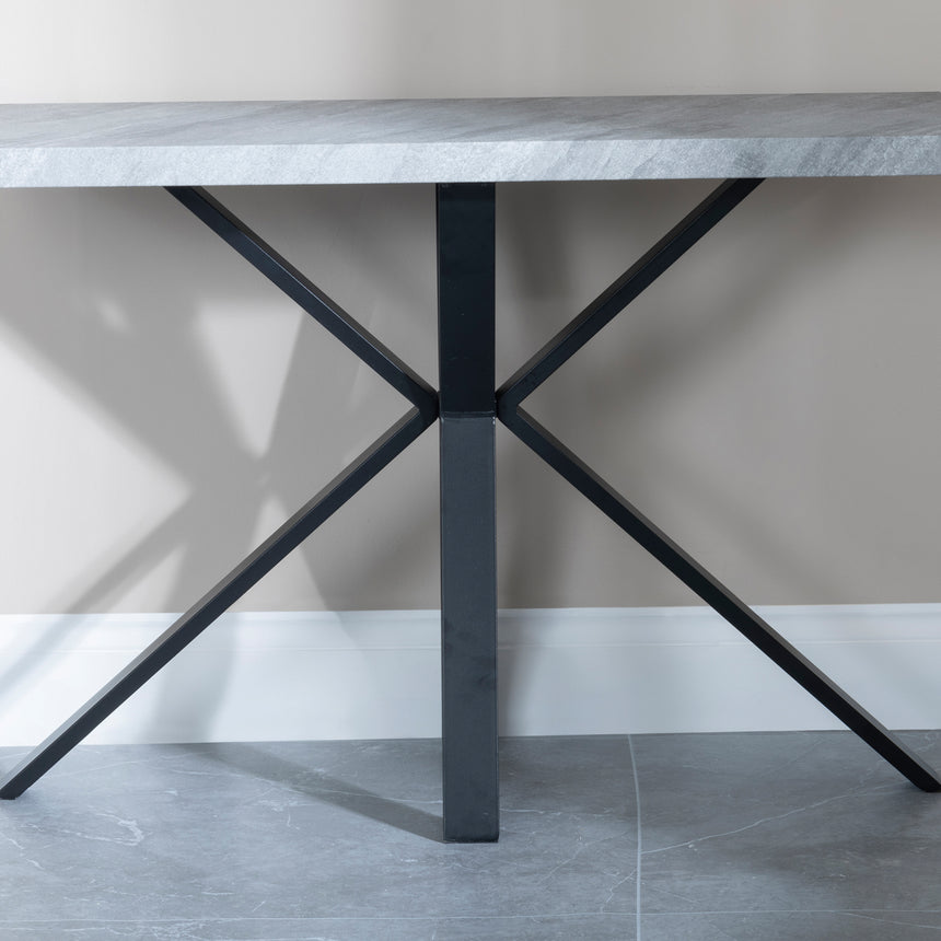 Bobbio Grey Concrete Effect Console Table with Black Spider Legs