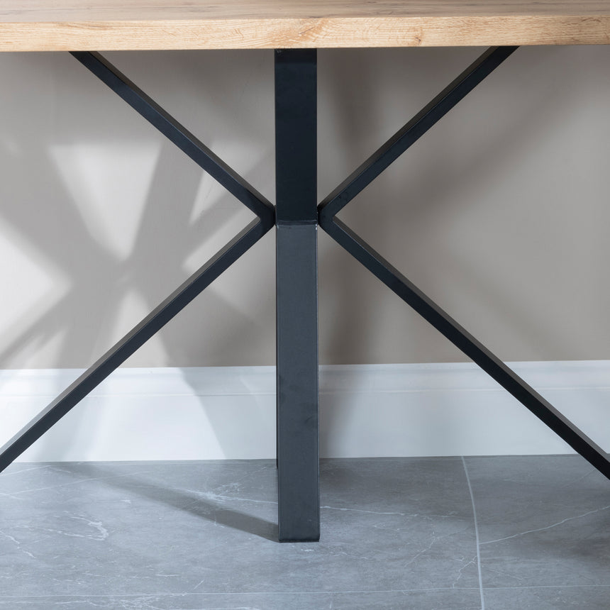 Bologna Industrial Oak Effect Console Table with Black Spider Legs