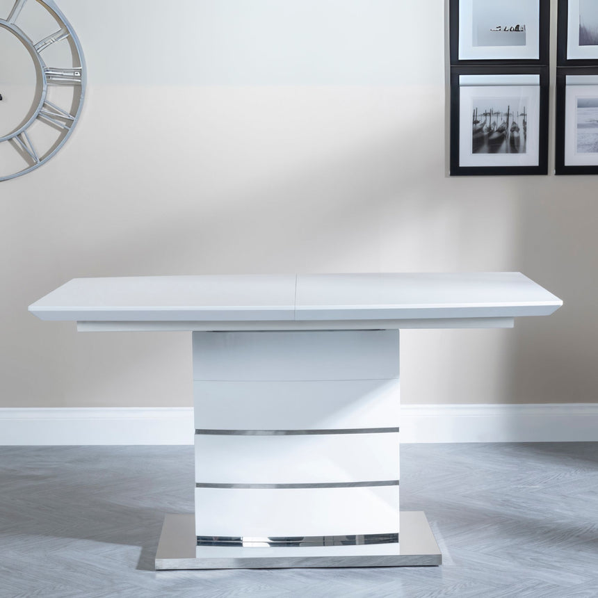 Gravina White Gloss Extending Dining Table - 140cm - 180cm