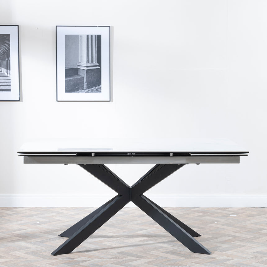 Sutton White Ceramic Extending Dining Table with Black Star Base