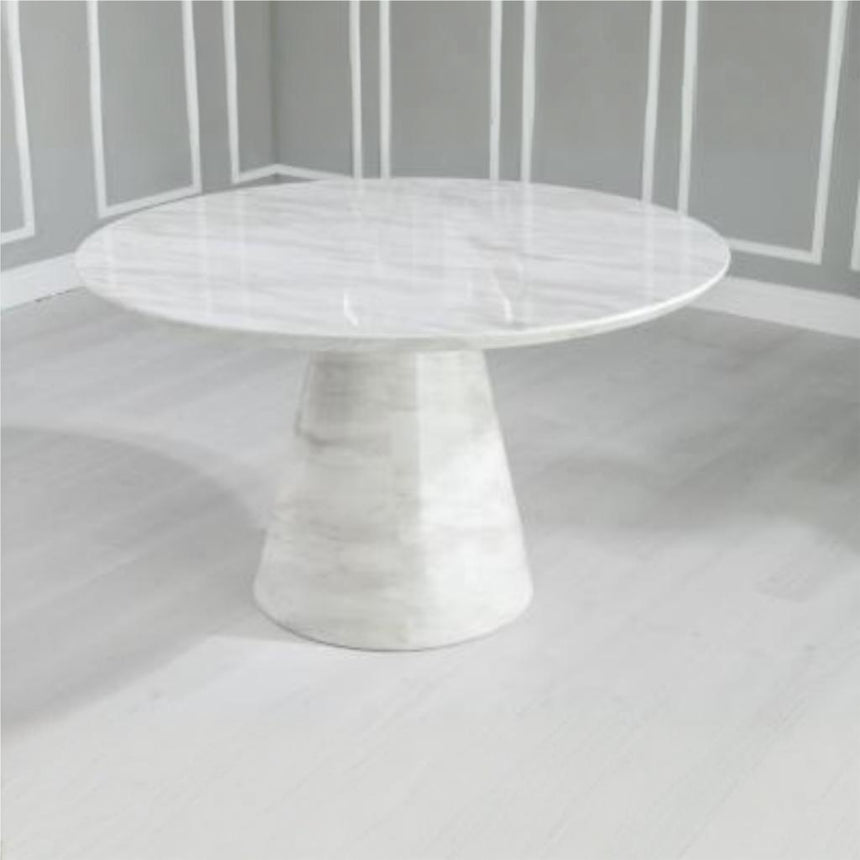 Cesena 4 Seater White Marble Round Dining Table