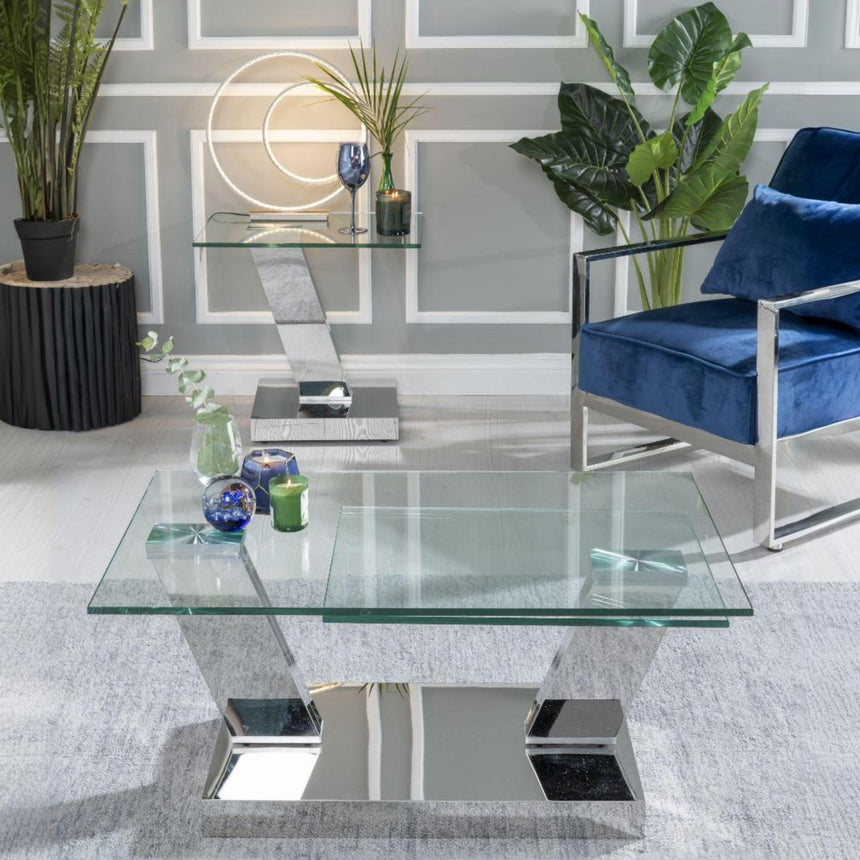 Portofino Swivel Glass Top Coffee Table