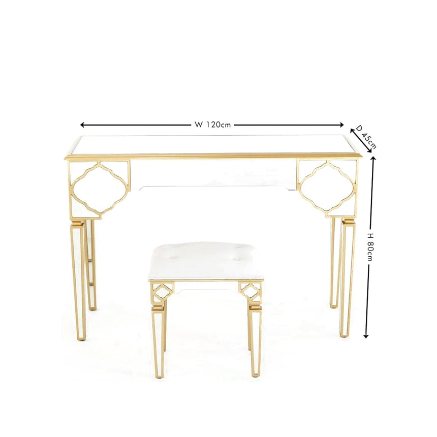 Ferrara Mirrored Gold Trim Dressing Table