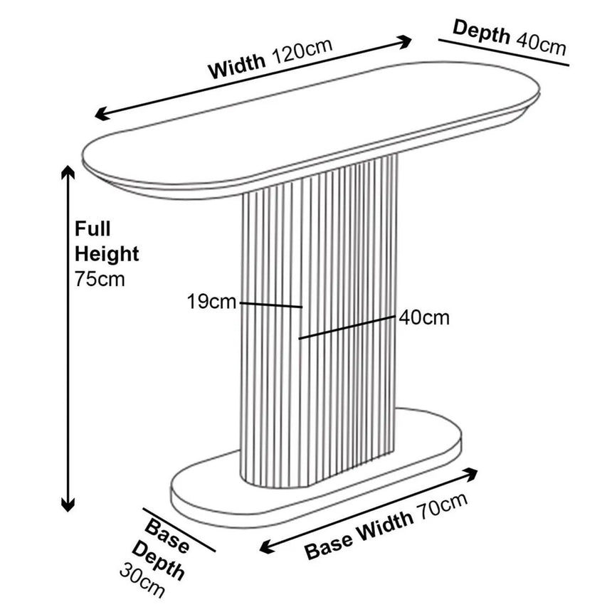 Pavia White Marble Effect Oval Fluted Console Table