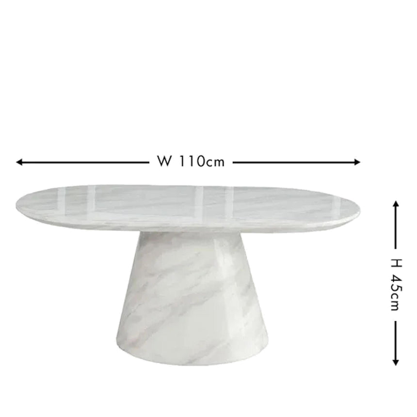 Cesena White Marble Oval Coffee Table