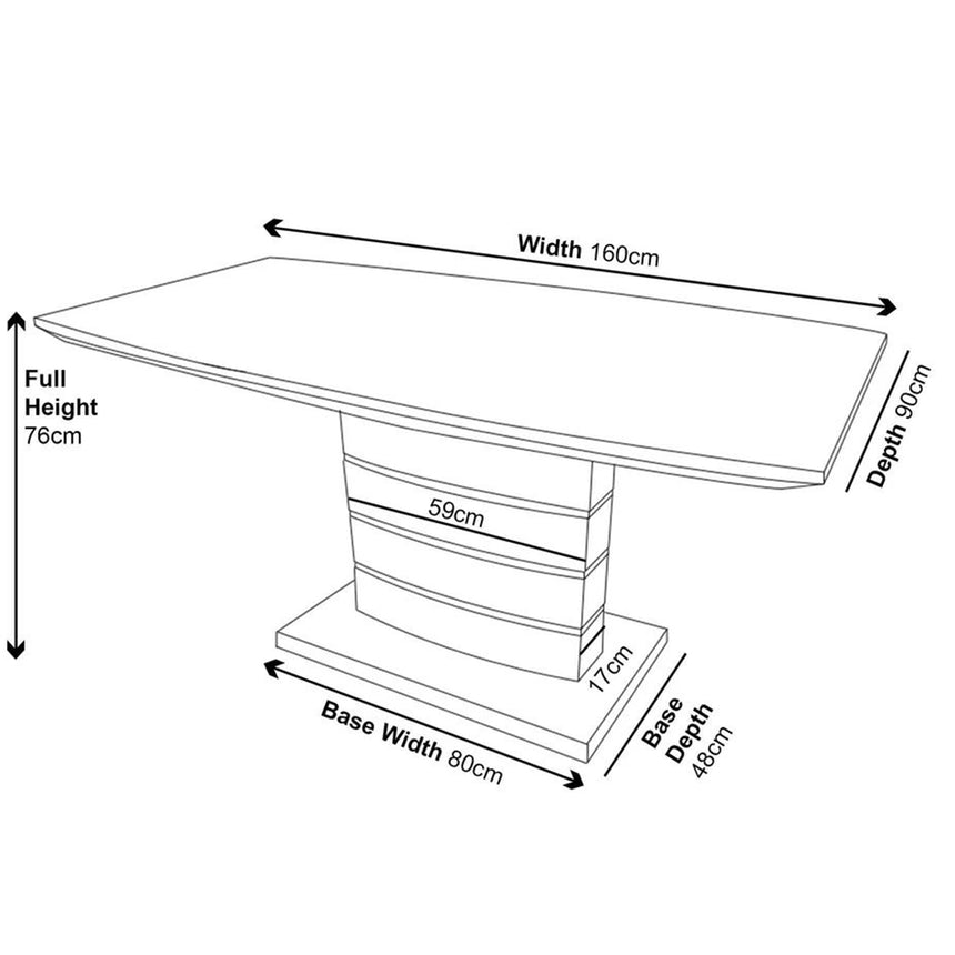 Corato 6 Seater Grey Gloss Dining Table