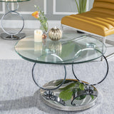 Udine Swivel Glass Top Round Coffee Table