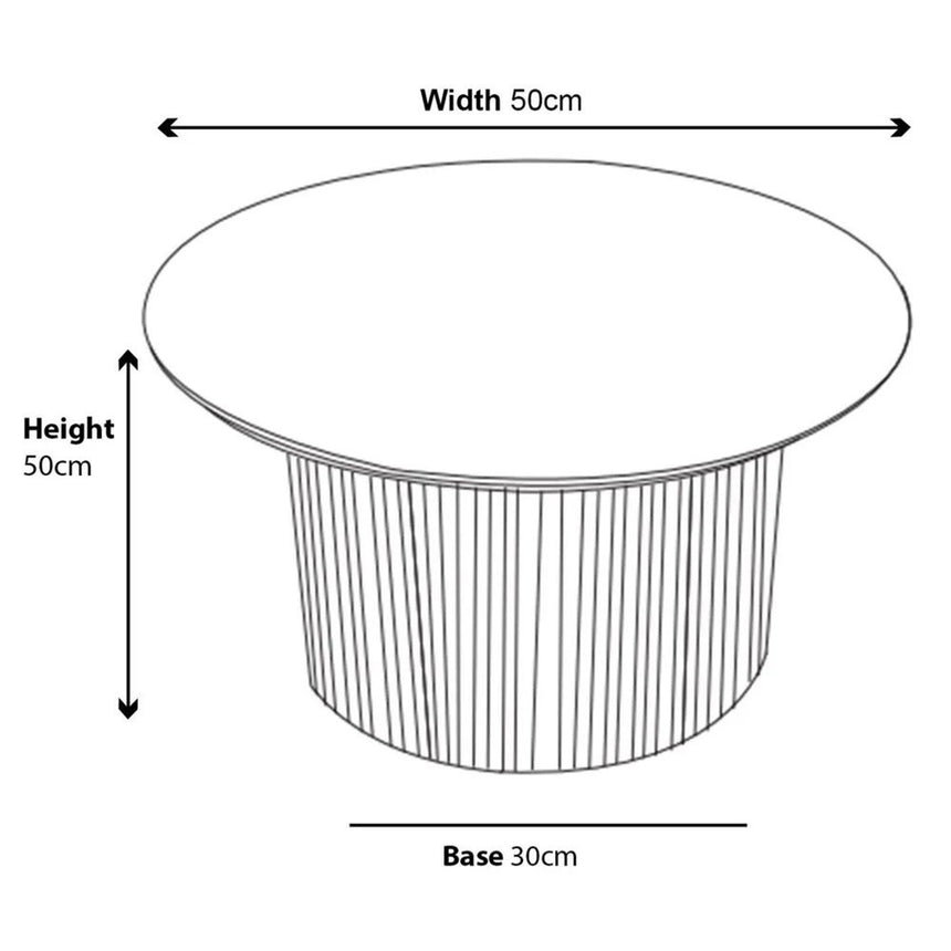 Emilia Fluted Oak Effect Round End Table with Drum Base