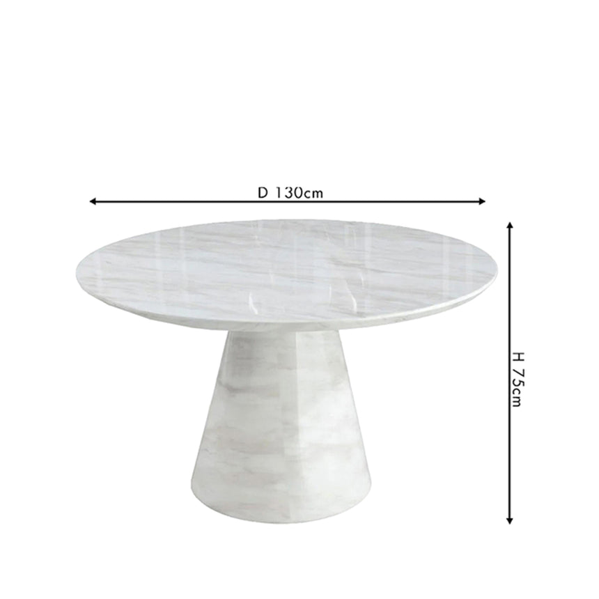 Cesena 4 Seater White Marble Round Dining Table