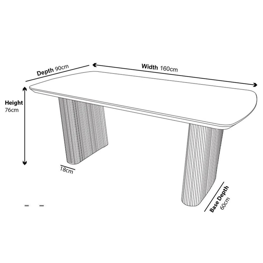 Emilia Fluted 6 Seater Oak Effect Pedestal Dining Table - 160cm