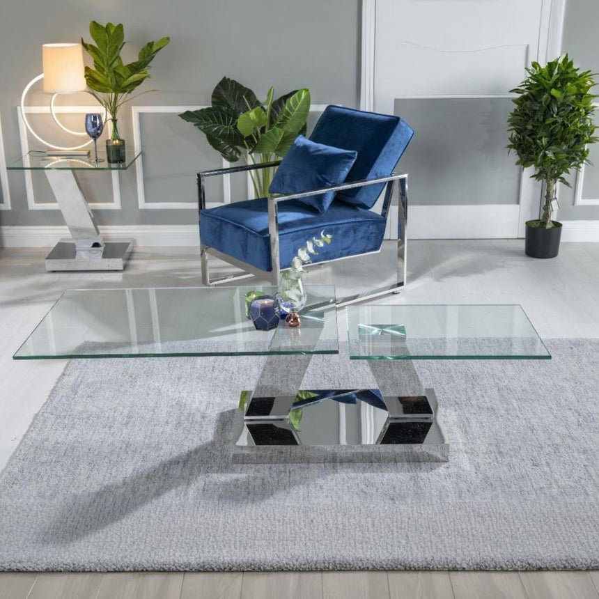 Portofino Swivel Glass Top Coffee Table