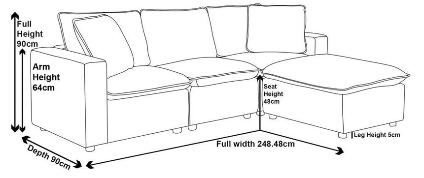 Alexandria Dark Grey Fabric Corner Sofa