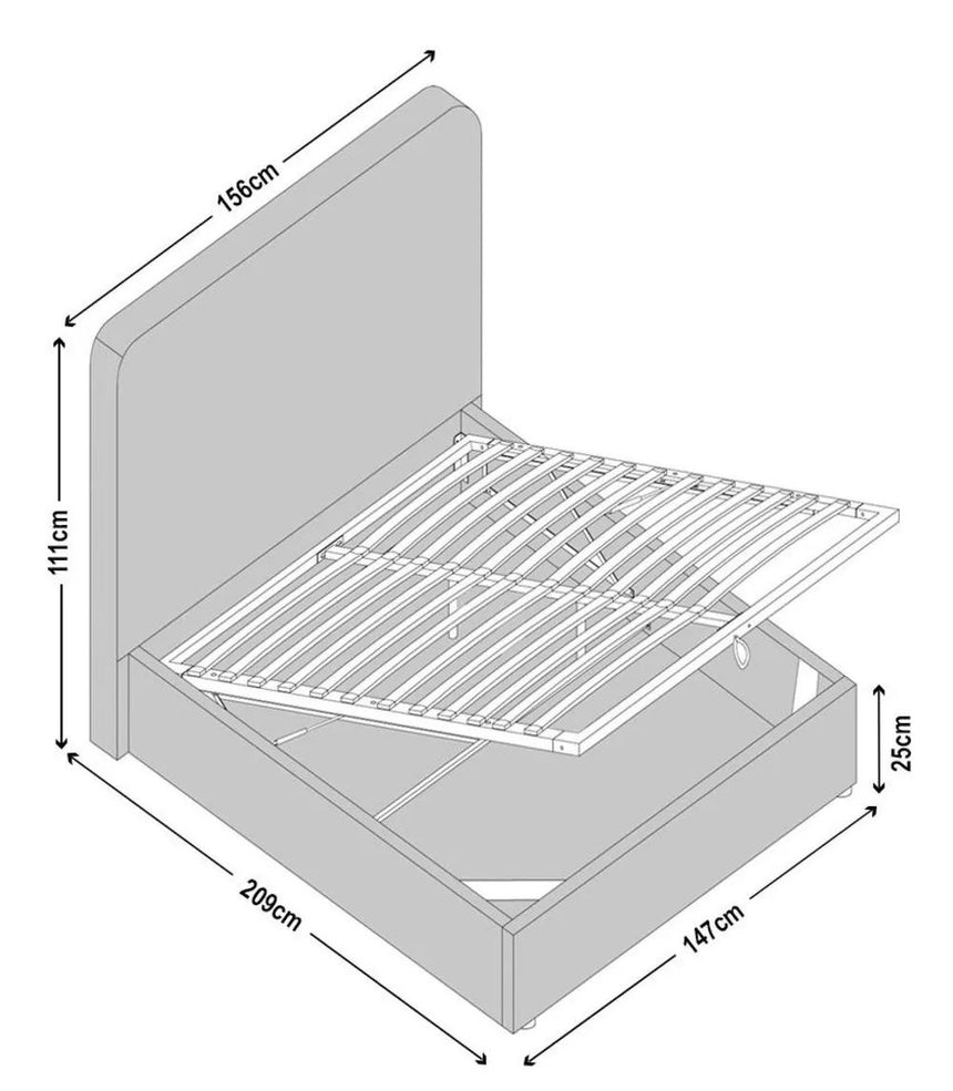 Erice Beige Fabric Ottoman Storage Bed