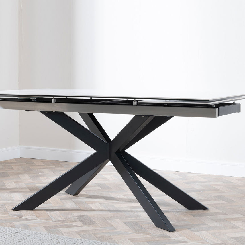 Sutton White Ceramic Extending Dining Table with Black Star Base