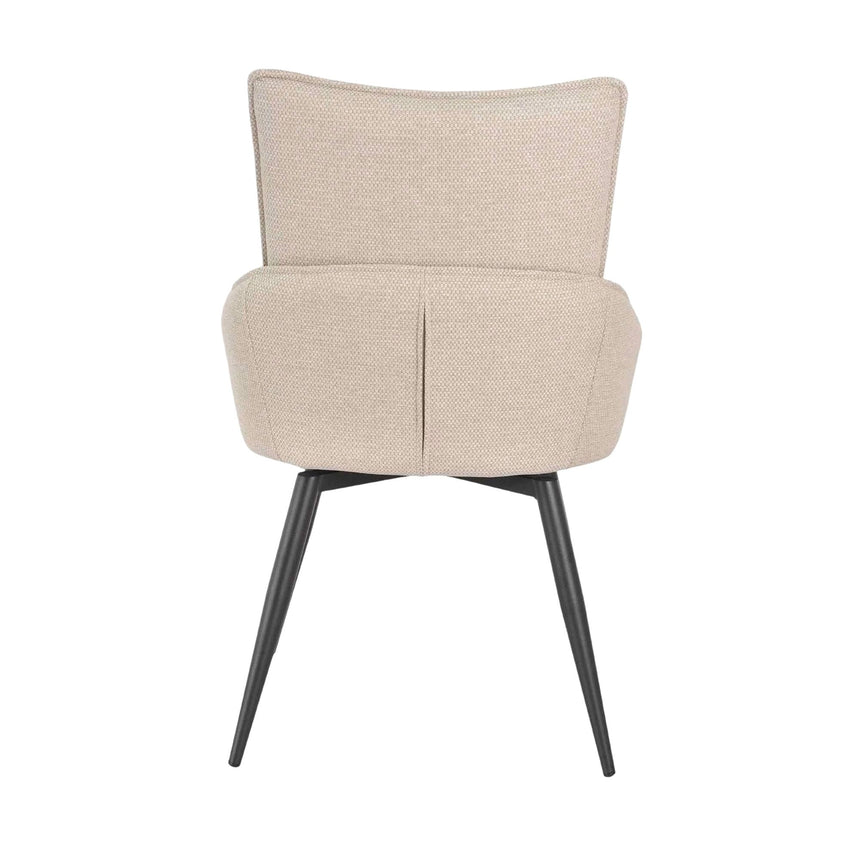 Set of 2 Torres Fabric Swivel Dining Chair with Black Legs