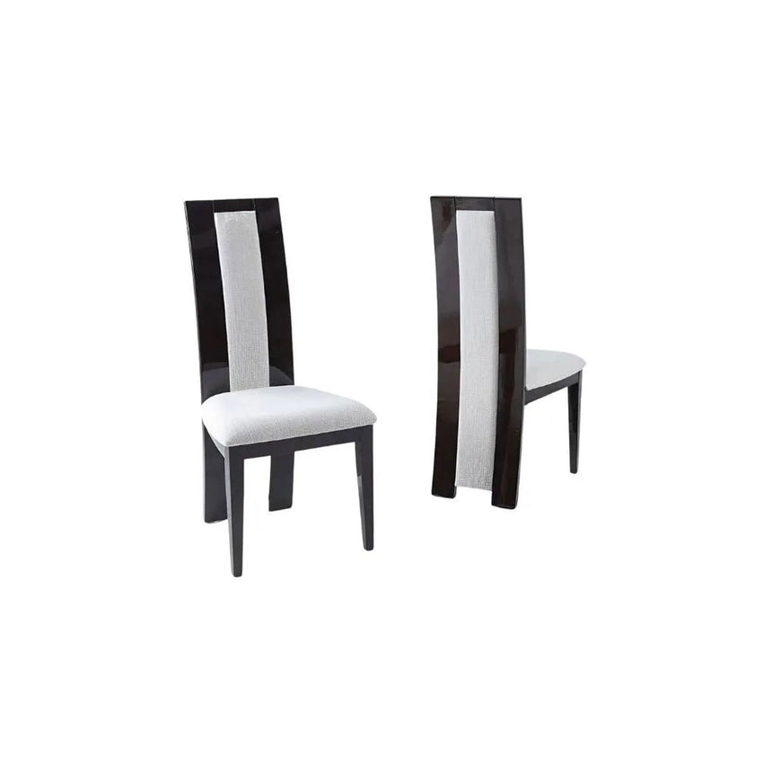 Set of 2 Adrano Walnut Dining Chair, Wooden High Gloss Back with Cream Seat Pads