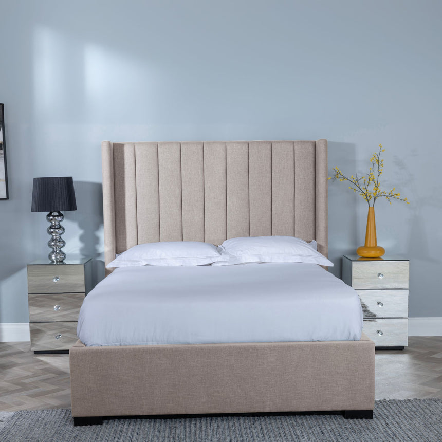 Avola Stone Grey Fabric Ottoman Storage Bed