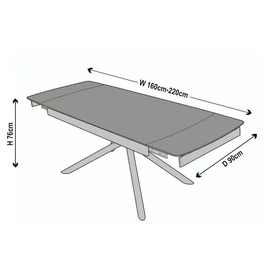 Appleton White Ceramic Extending Dining Table with Black Cross Base - 160cm-220cm