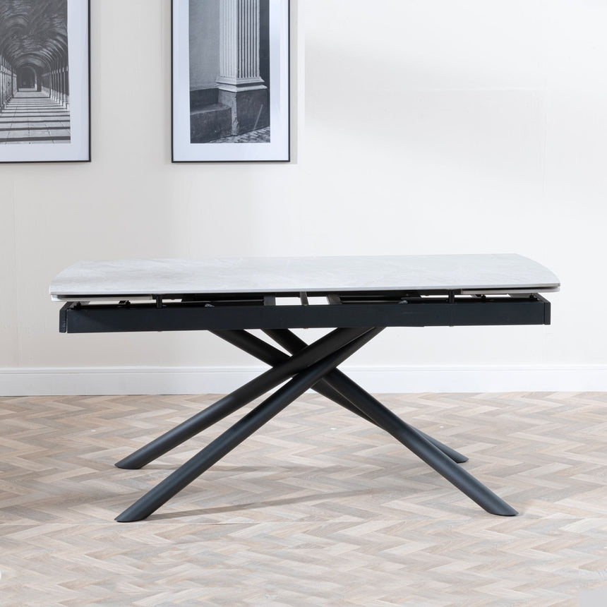 Appleton Grey Ceramic Extending Dining Table with Black Cross Base - 160cm-220cm