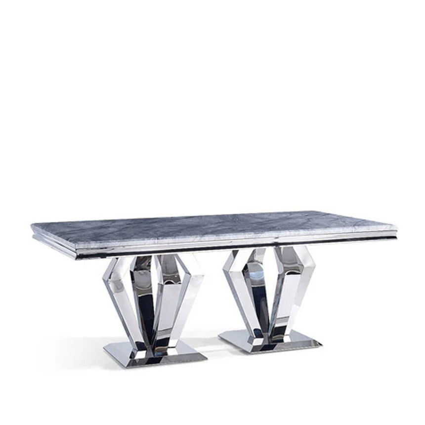 Arpino 6 Seater Grey Marble and Chrome Dining Table