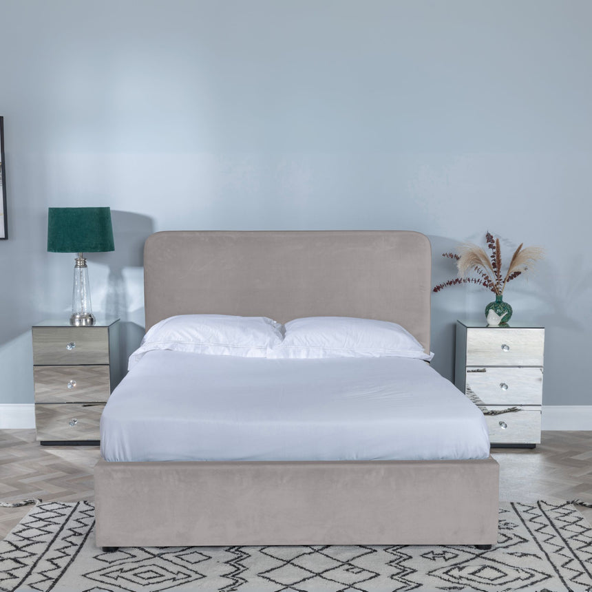 Erice Beige Fabric Ottoman Storage Bed