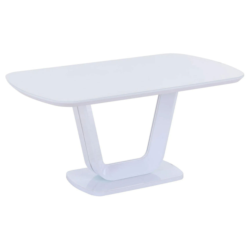 Caserta White Gloss 6 Seater Dining Table with Glass Top