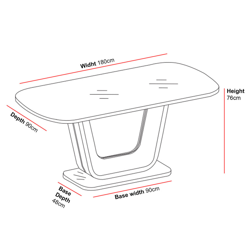 Caserta White Gloss 6 Seater Dining Table with Glass Top