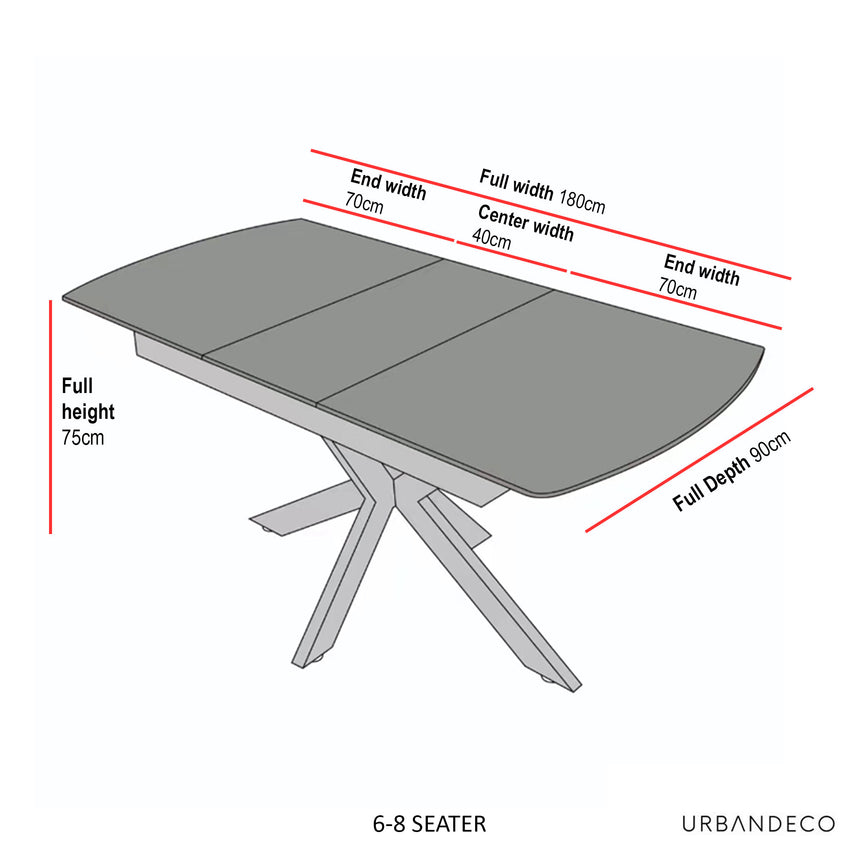 Licata White Ceramic Extending Dining Table with Black Star Base - 140cm-180cm