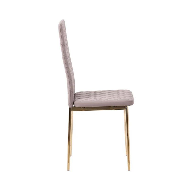 Set of 2 Novato Dining Chairs in Faux Leather and Gold Metal Legs