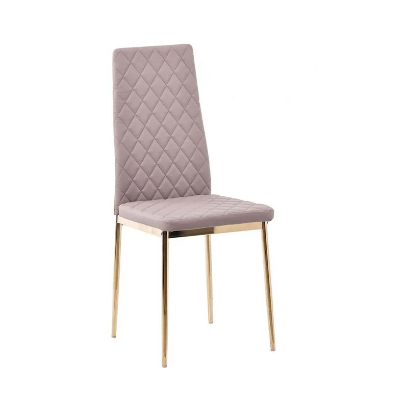 Set of 2 Novato Dining Chairs in Faux Leather and Gold Metal Legs