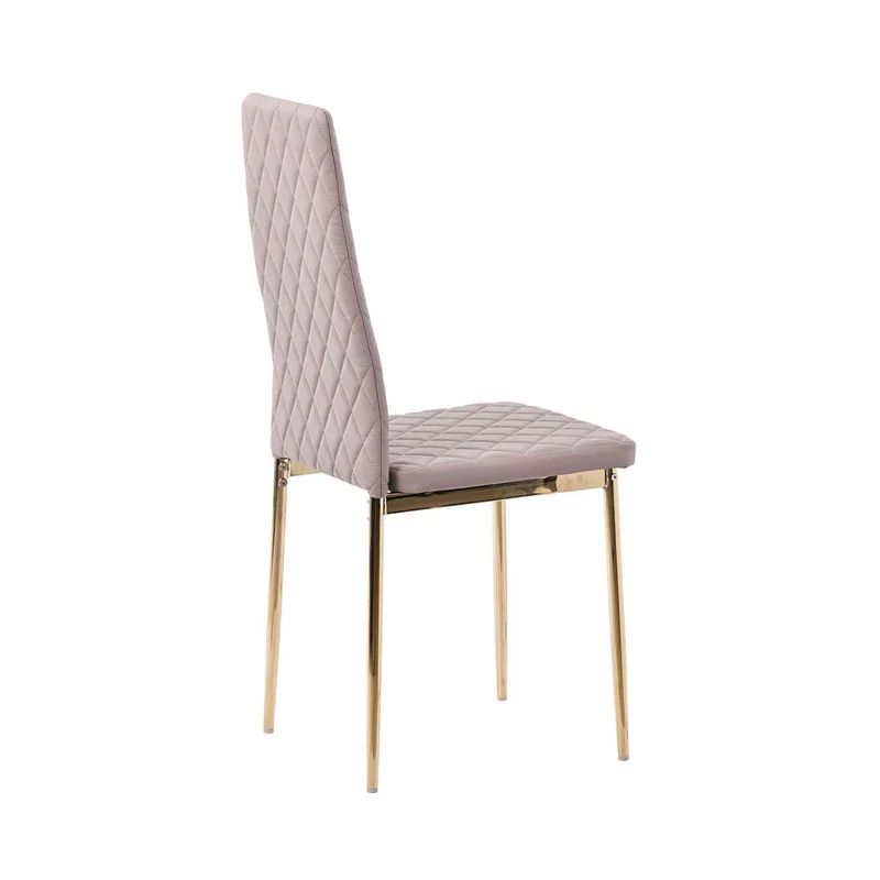 Set of 2 Novato Dining Chairs in Faux Leather and Gold Metal Legs