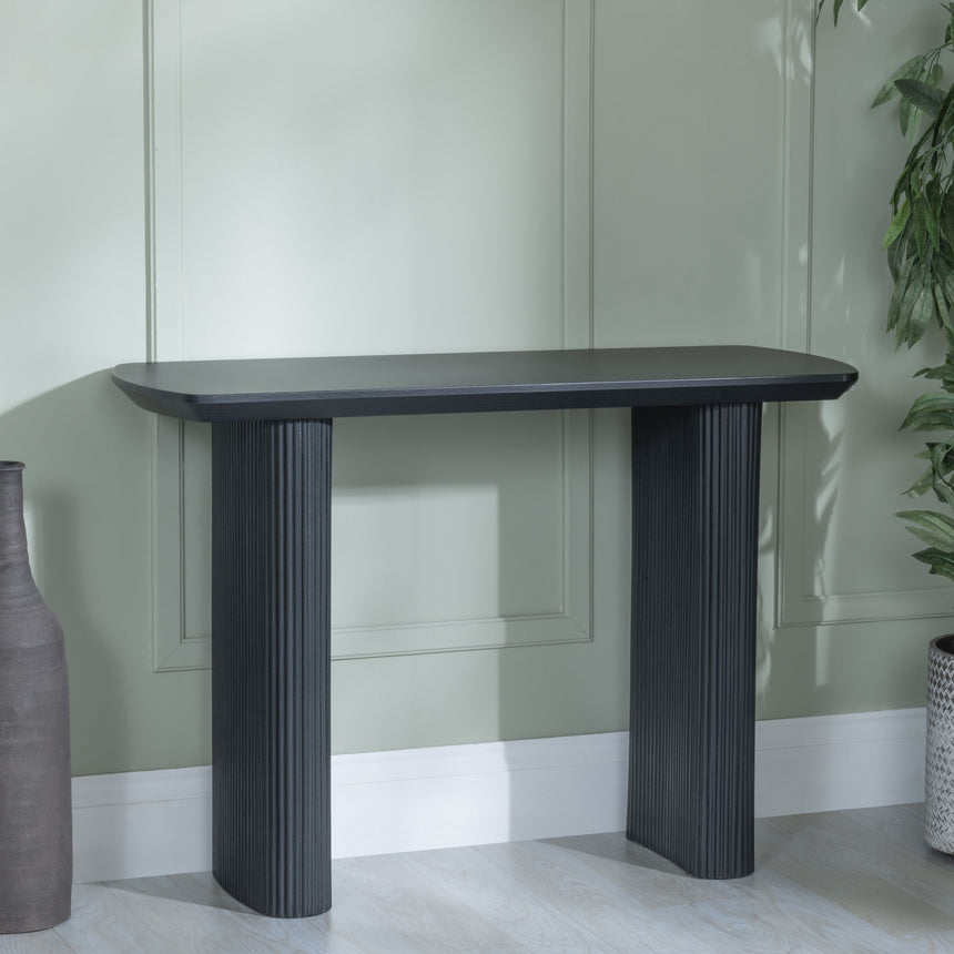 Sorrento Fluted Black Pedestal Console Table