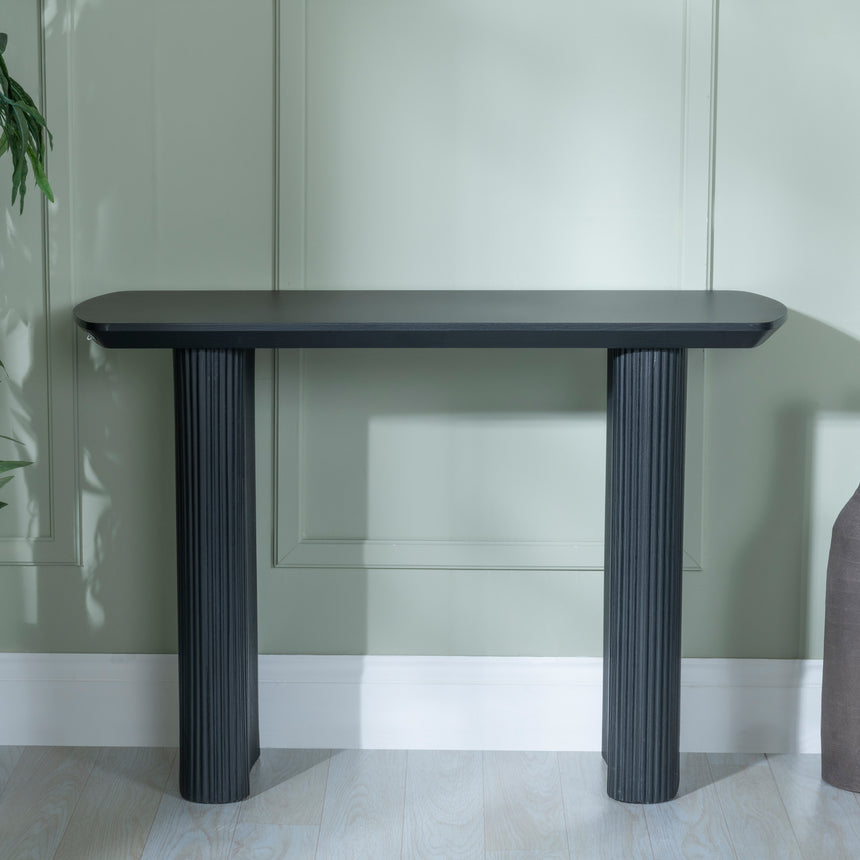 Sorrento Fluted Black Pedestal Console Table