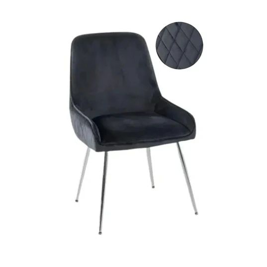 Set of 2 Todi Velvet Fabric Dining Chair with Stitched Back and Chrome Legs