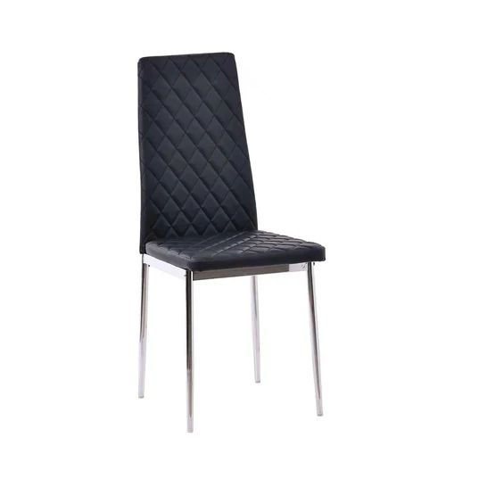 Set of 2 Novato Dining Chairs in Faux Leather and Chrome Metal Legs