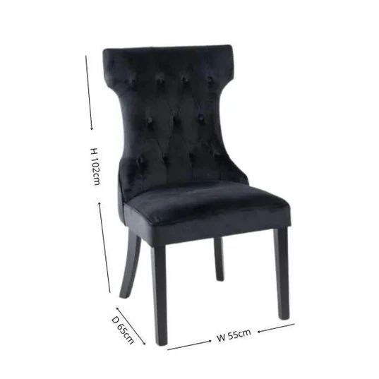 Set of 2 Brixen Velvet Fabric Dining Chair with Black Wooden Legs