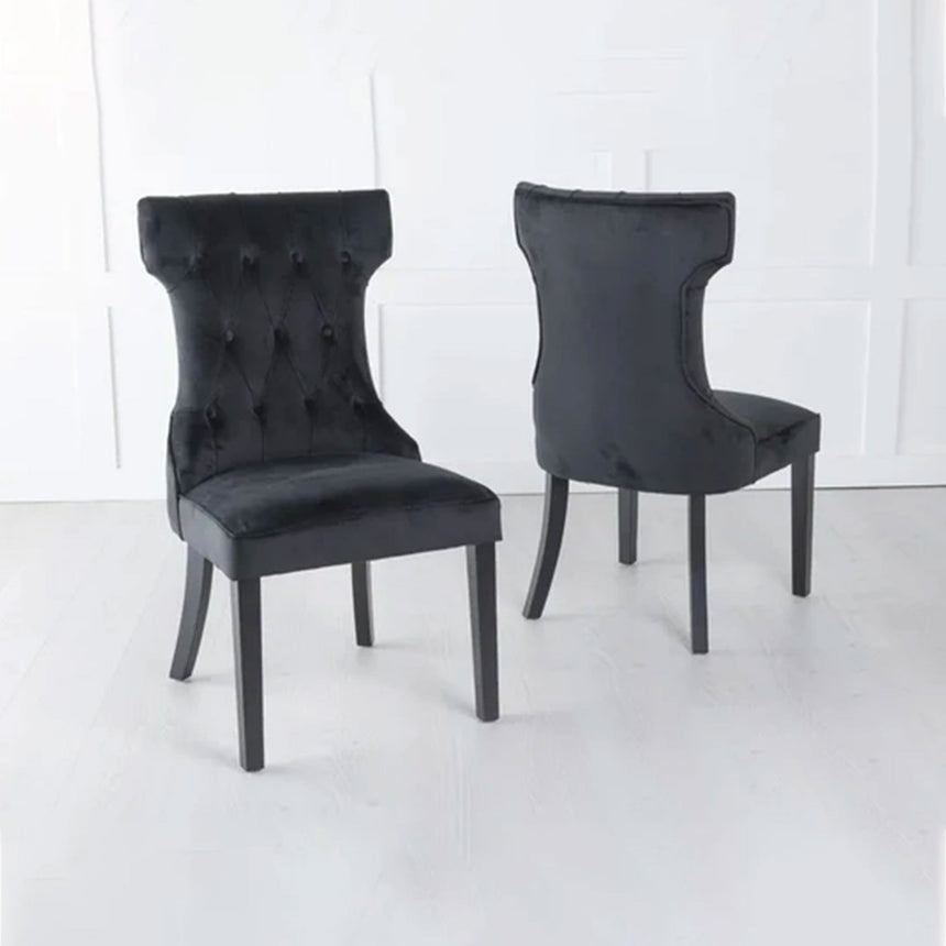 Set of 2 Brixen Velvet Fabric Dining Chair with Black Wooden Legs