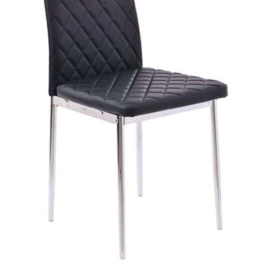 Set of 2 Novato Dining Chairs in Faux Leather and Chrome Metal Legs