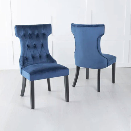 Set of 2 Brixen Velvet Fabric Dining Chair with Black Wooden Legs