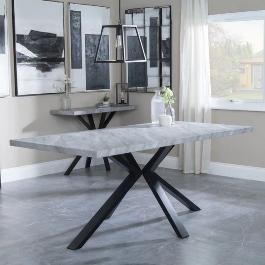 Bologna 6 Seater Dining Table with Black Spider Legs