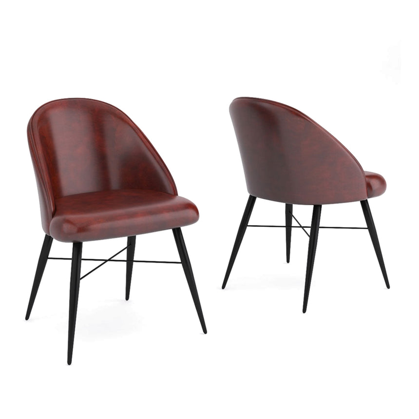 Set of 2 Mazara Chestnut Leather Dining Chair