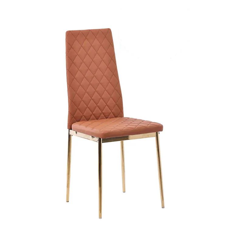 Set of 2 Novato Dining Chairs in Faux Leather and Gold Metal Legs