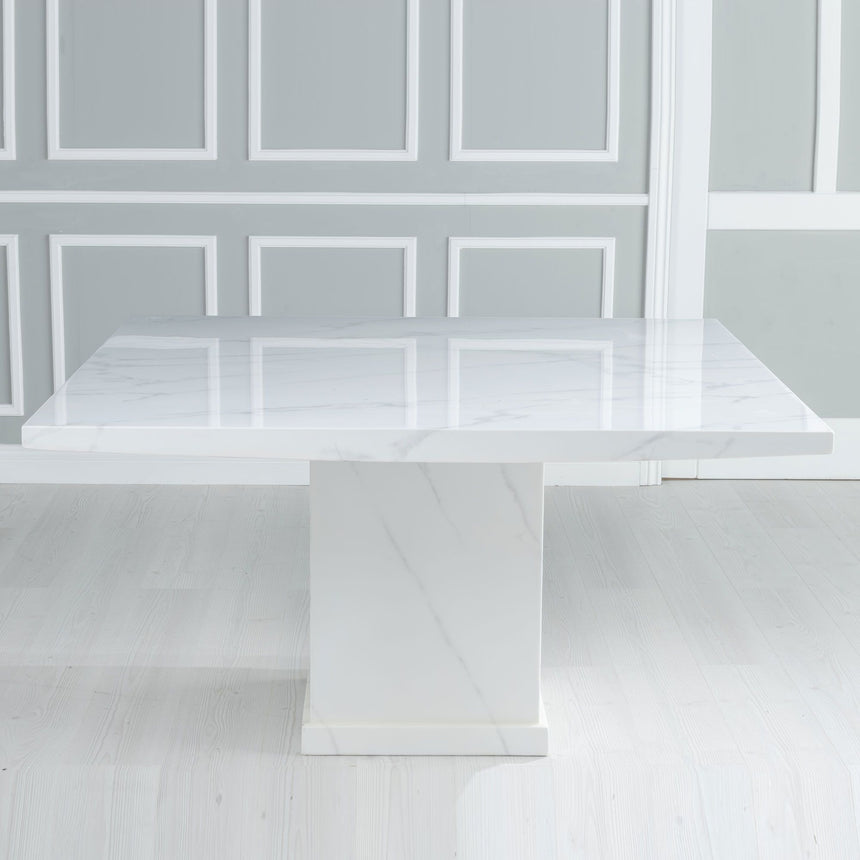 Giovanni 8 Seater Square White Marble Dining Table