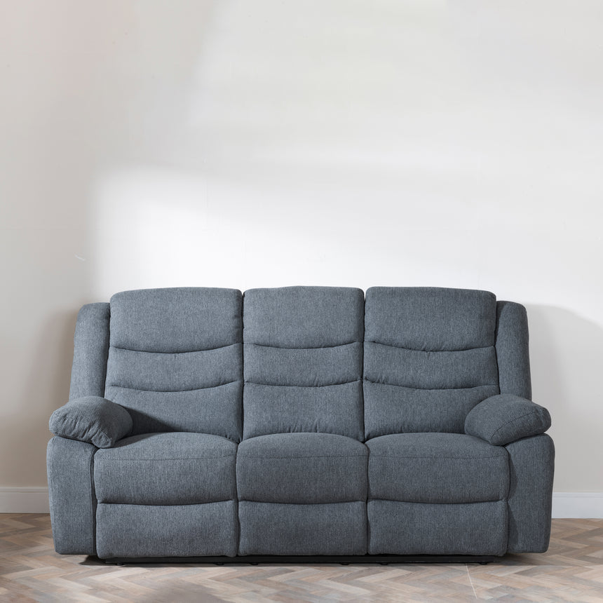 Angelo Dark Grey Fabric 3 Seater Recliner Sofa