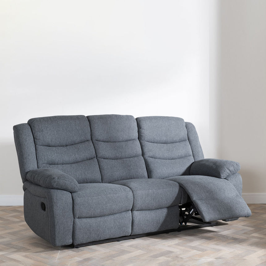 Angelo Dark Grey Fabric 3 Seater Recliner Sofa