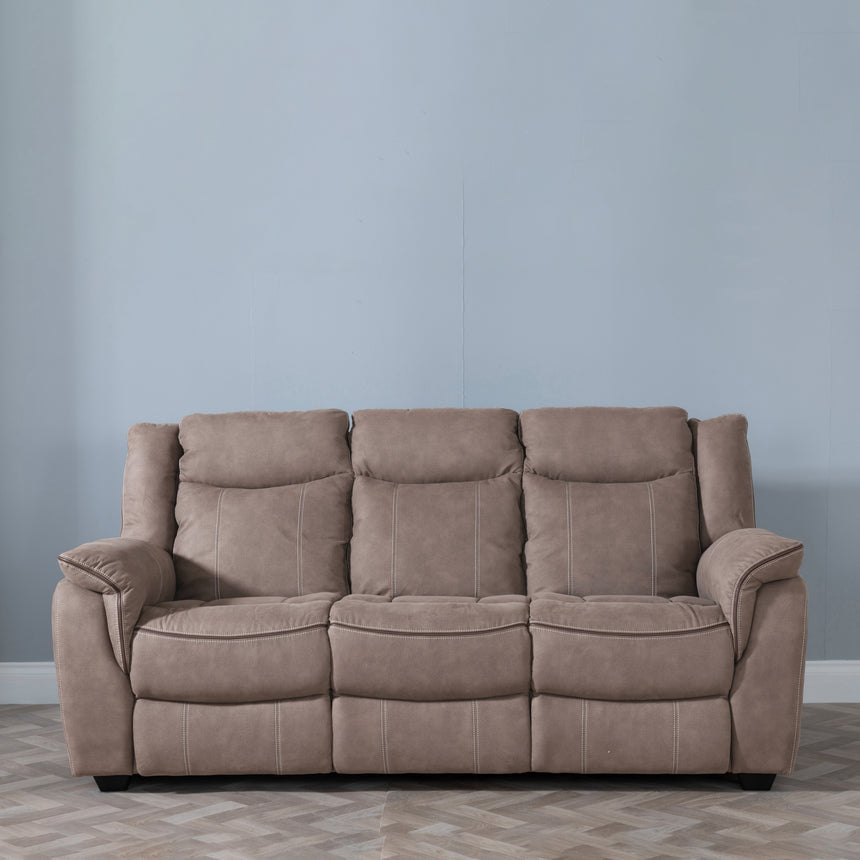 Martina Brown Fabric 3 Seater Sofa